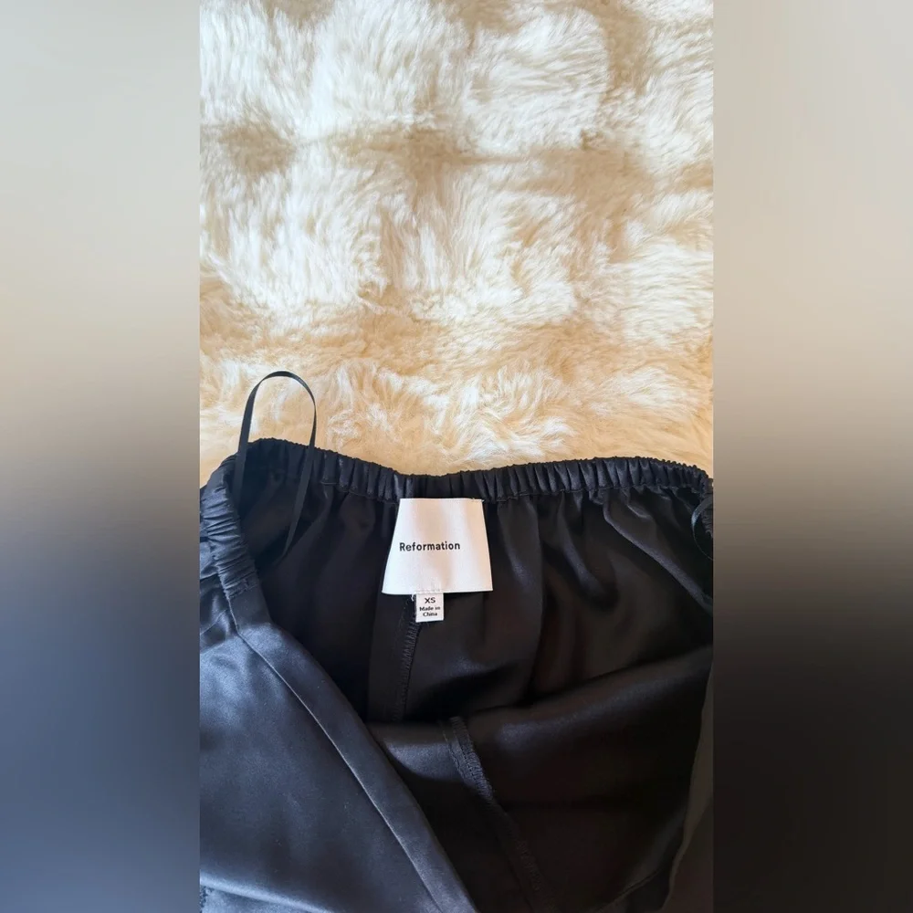 Reformation Fern Satin Short In Black, NWOT, NEVER WORN, NO FLAWS.